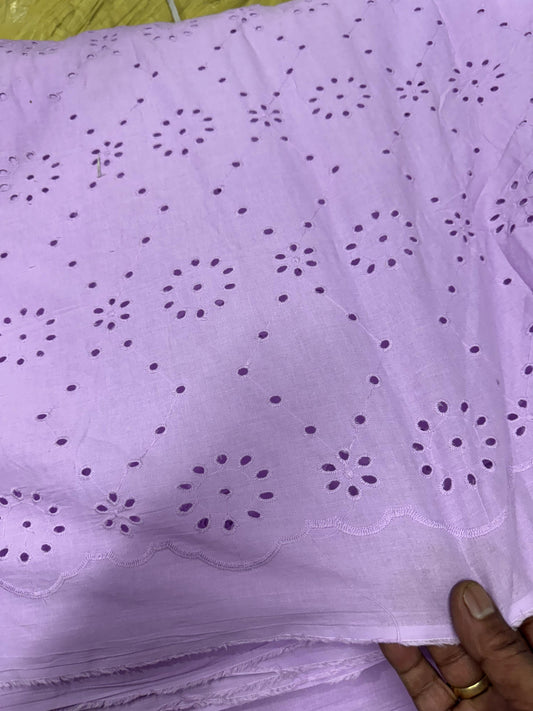 Buy Cotton Hakoba Lavender Circle Join Embroidery