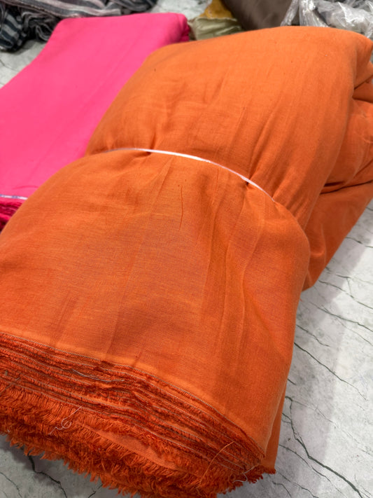 Buy Pure Linen Orange Tint  Fabric