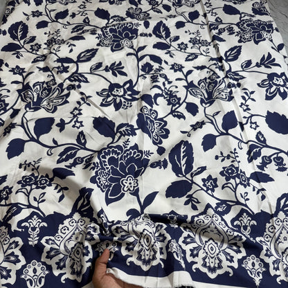 Buy Poplin Toile Blue Printed Premium Fabric