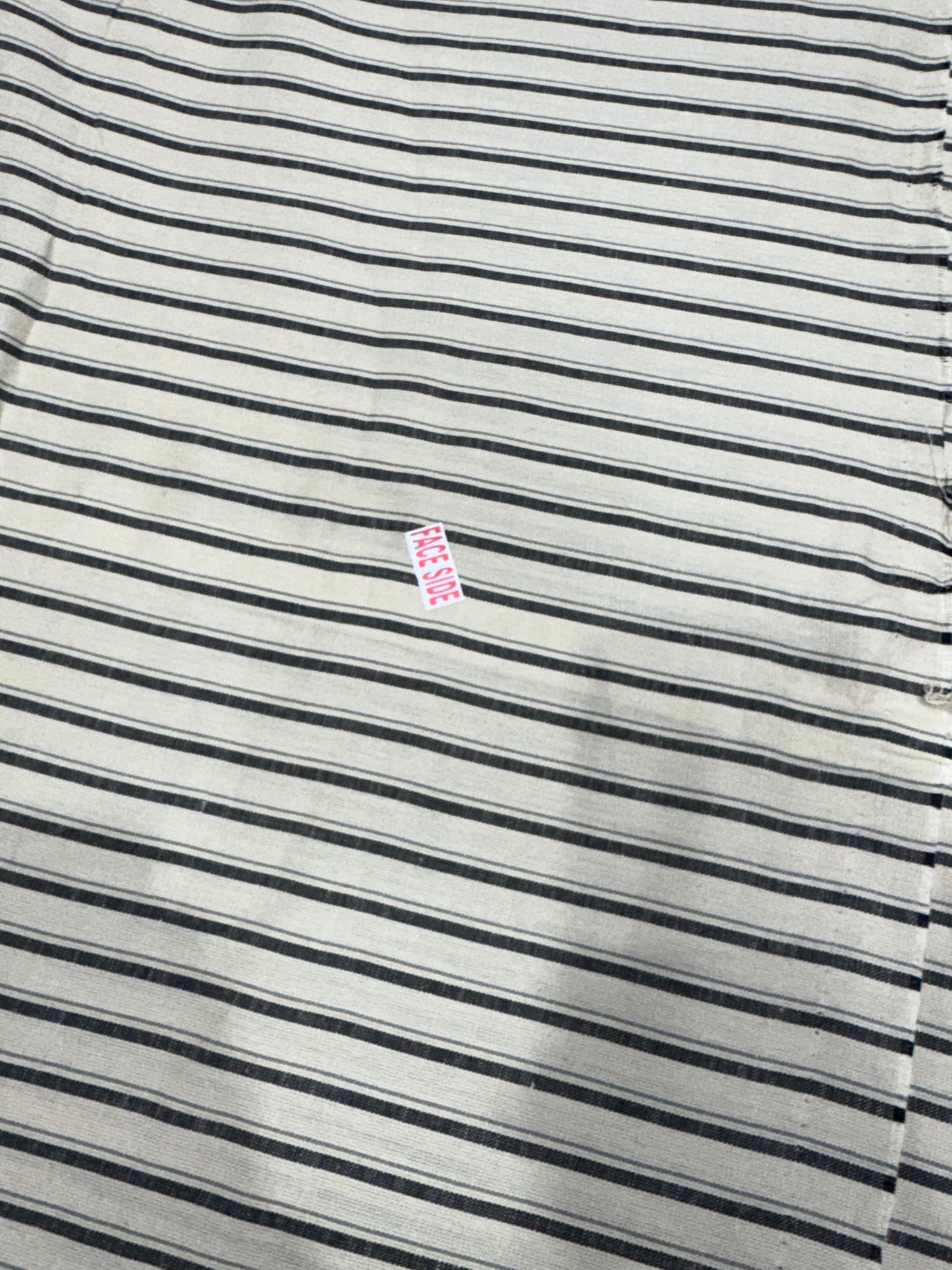 Buy Cotton Linen White Base Black Stripe Fabric