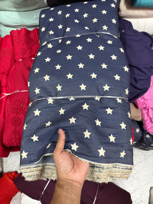 Buy Grey Blue Star Denim Fabric