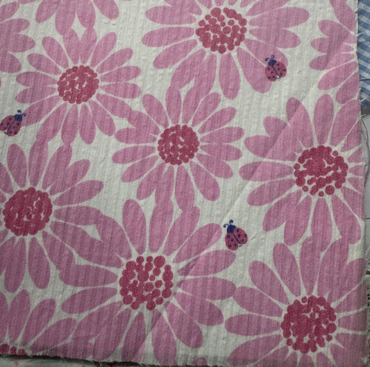Buy Premium Cotton Seersucker Pink Bee Flower Fabric