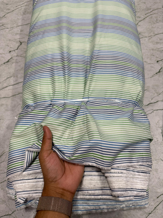 Buy 50s Poplin Multi Colour Stripe Printed Fabric