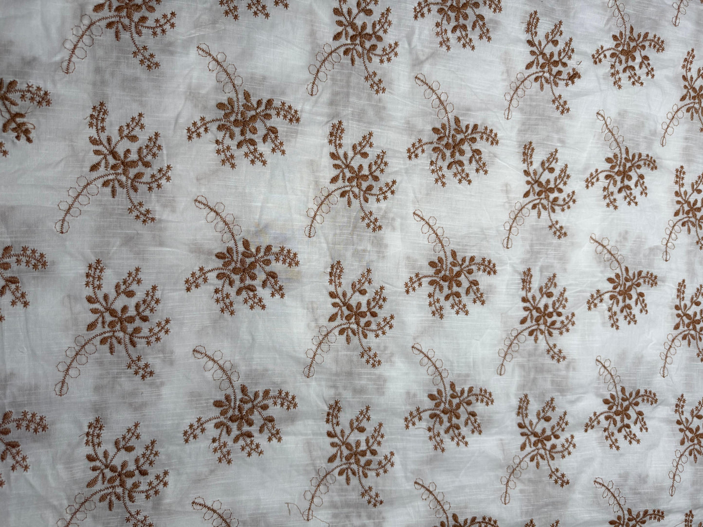 Buy Pure Cotton Cambric slub Brown Embroidery Fabric