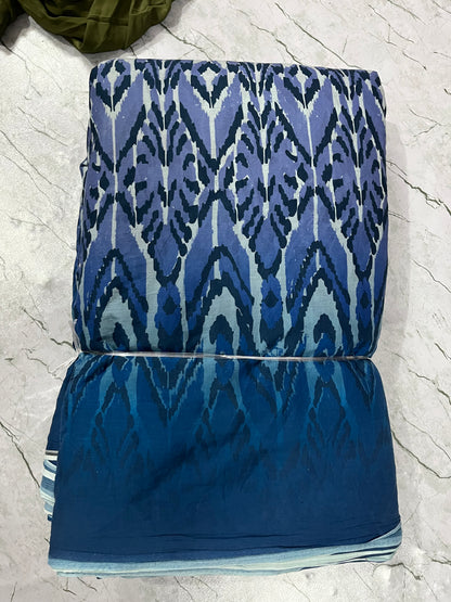 Buy Mul Cotton Ombre Ikkat Fabric