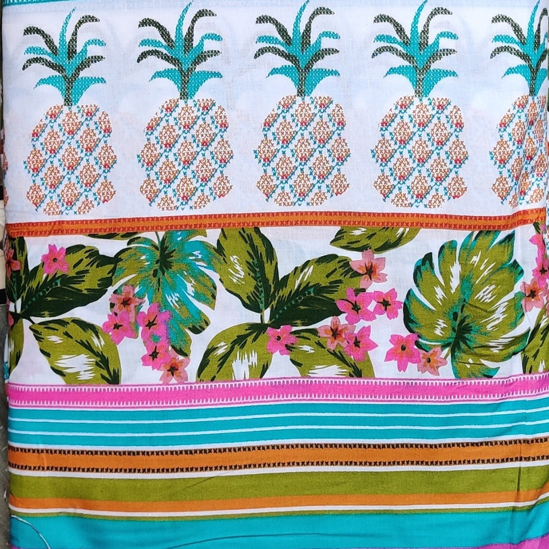 Buy Cambric Pineapple Border Printed Fabric