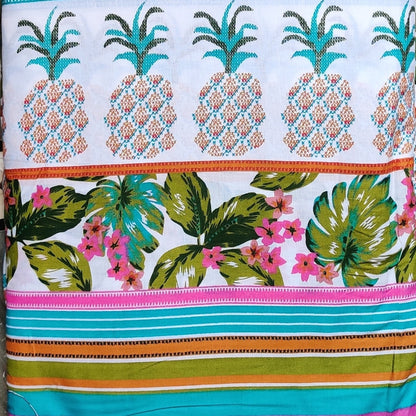 Buy Cambric Pineapple Border Printed Fabric