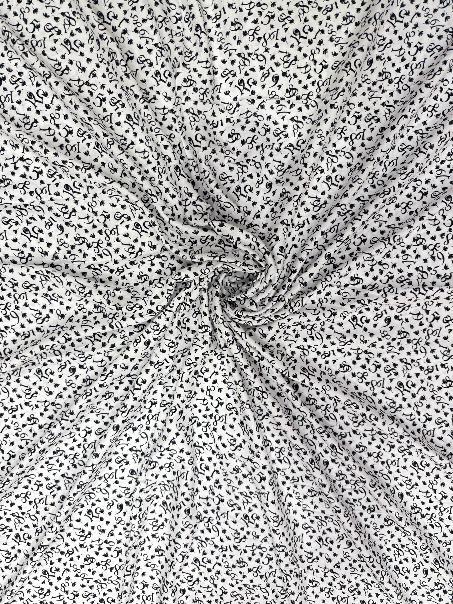 Buy Viscose Modal White Base Numeric Printed Fabric - MAF 