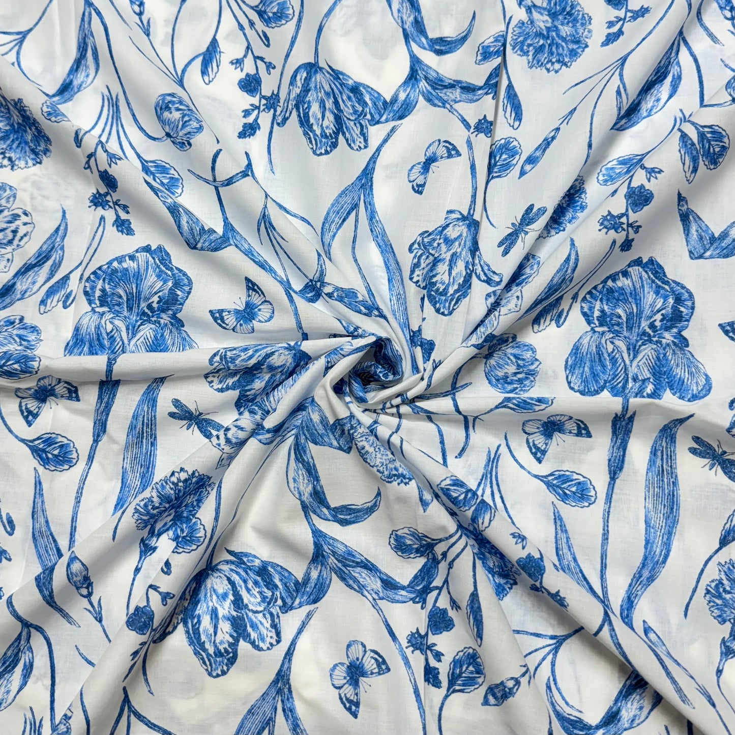 Buy Cambric Indigo False Printed Fabric