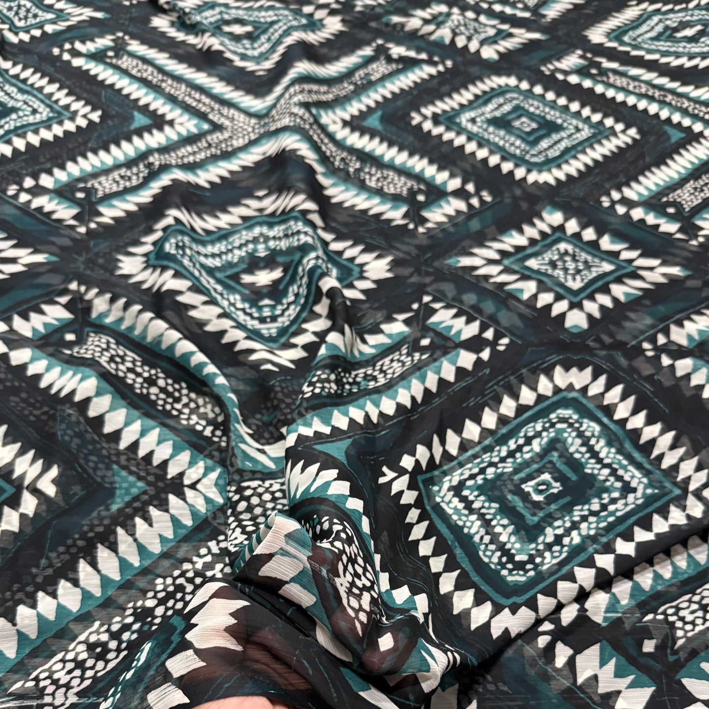 Buy Viscose Chiffon Boho Diamond Printed Fabric