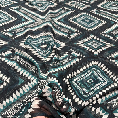 Buy Viscose Chiffon Boho Diamond Printed Fabric