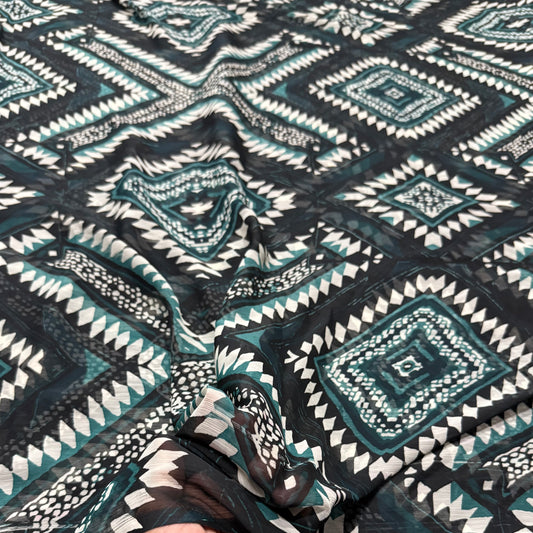 Buy Viscose Chiffon Boho Diamond Printed Fabric