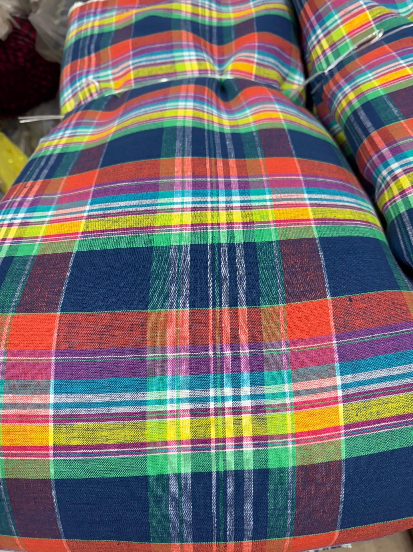 Buy Pure Linen Yarn Dyed Check Fabric