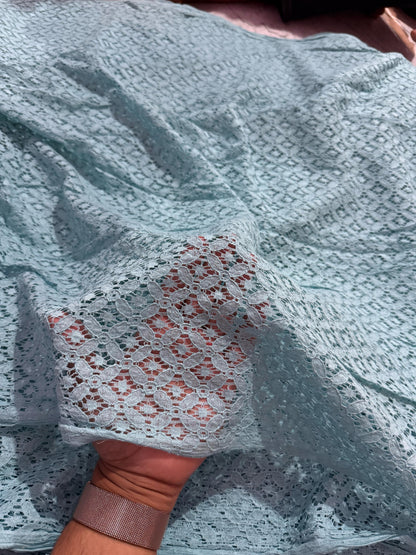 Buy Mesh Mint Blue 4 Way Flower Net Fabric