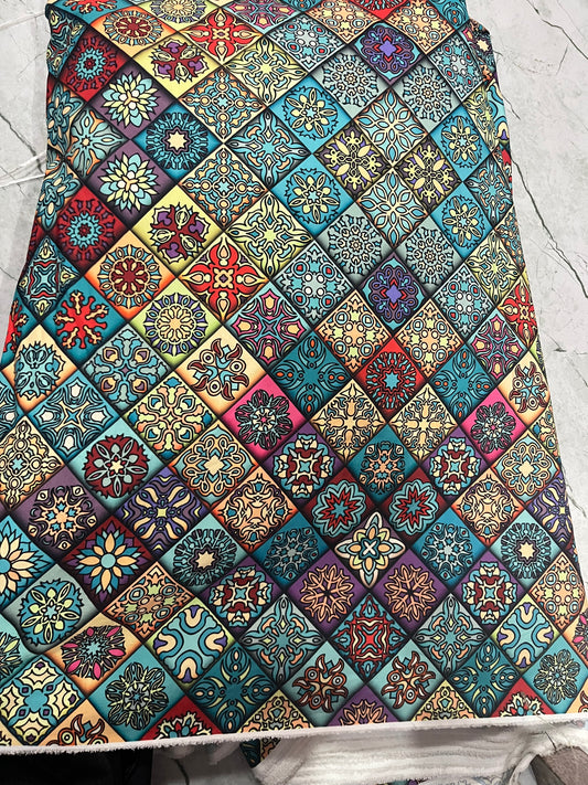 Buy Poly Crepe Mandala Printed Fabric