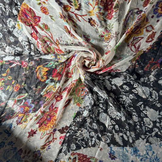 Buy Viscose Chiffon Quilted Pattern Printed Fabric