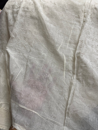 Buy Cotton Jacquard Beige Base Black Work Fabric