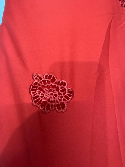 Buy Red Poplin Patch Embroidery Fabric