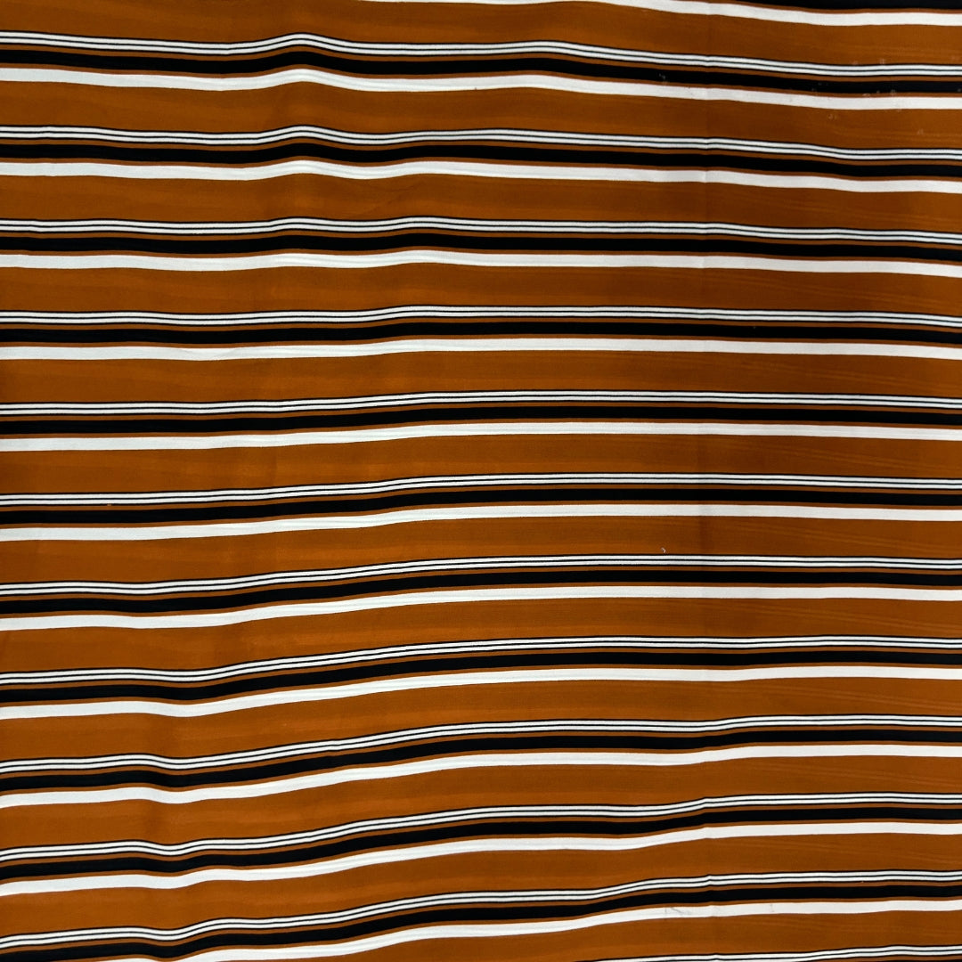 Buy Poly Crepe Brown Stripes Fabric