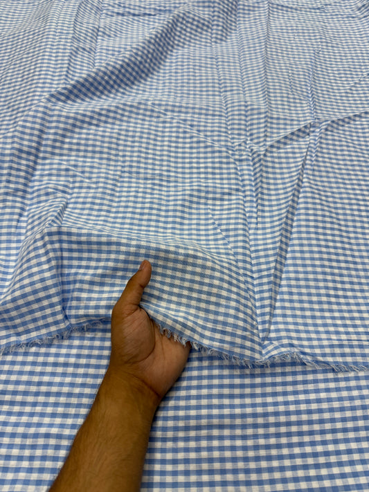 Buy Cotton Light Blue Checks Gingham Fabric