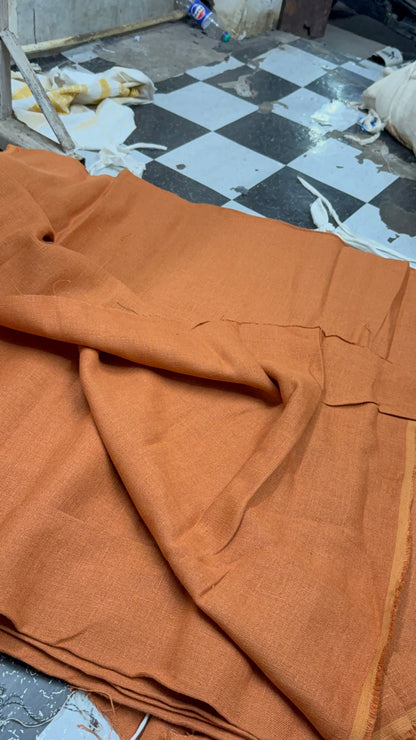 Buy Cotton Linen Rust Orange Solid Soft Furnishing