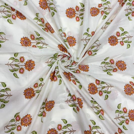 Buy Cambric Nude Sunflower Printed Fabric