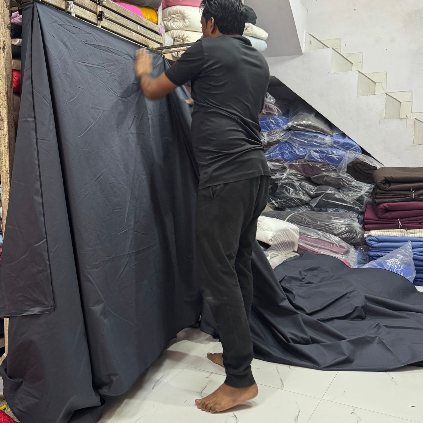 Buy Solid Charcoal Grey Pure Cotton Poplin Satin