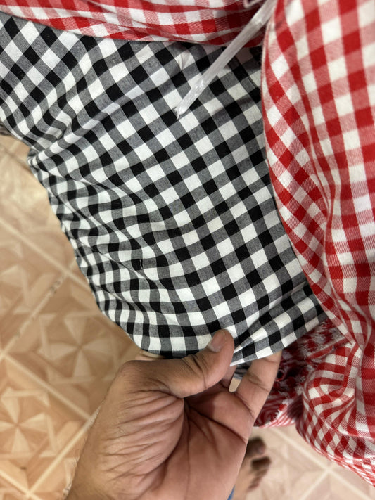Buy Cotton Twill Black Check Printed Fabric