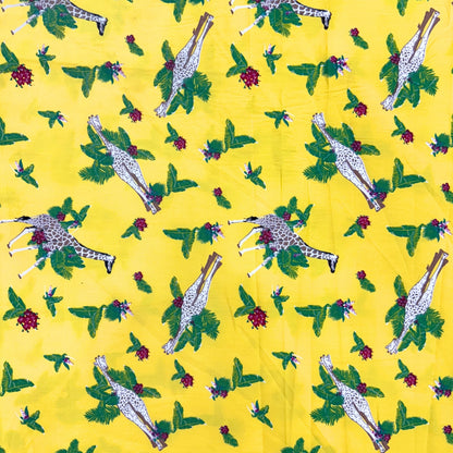 POPLIN TROPICAL GIRAFFE & LEAF PRINTED FABRIC