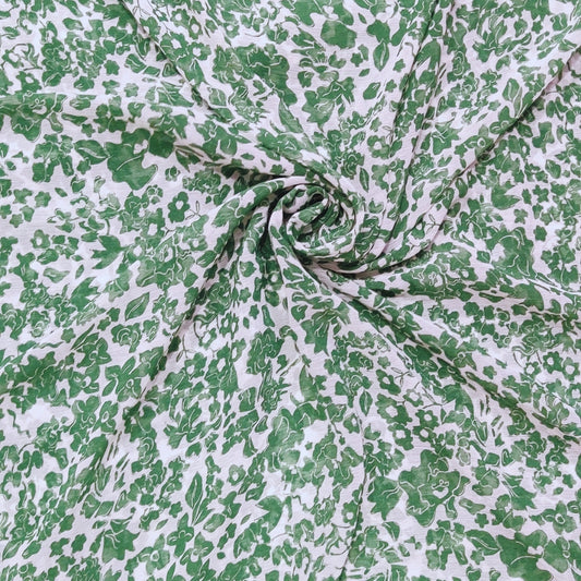 Buy Chiffon Green Floral Printed Fabric