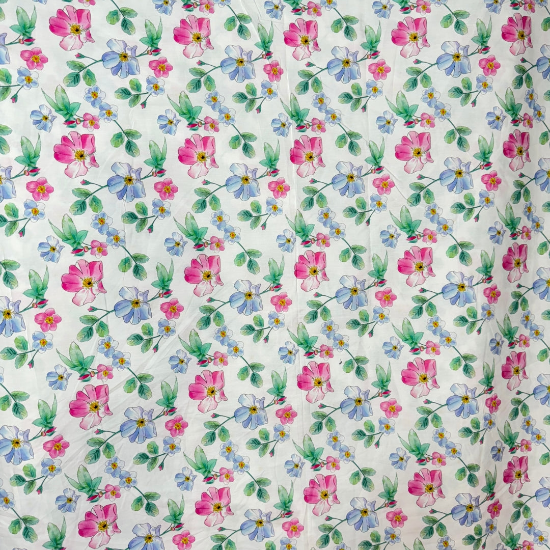 Buy Poplin Watercolor Floral Leaf Printed Fabric