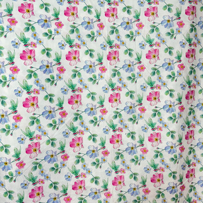 Buy Poplin Watercolor Floral Leaf Printed Fabric