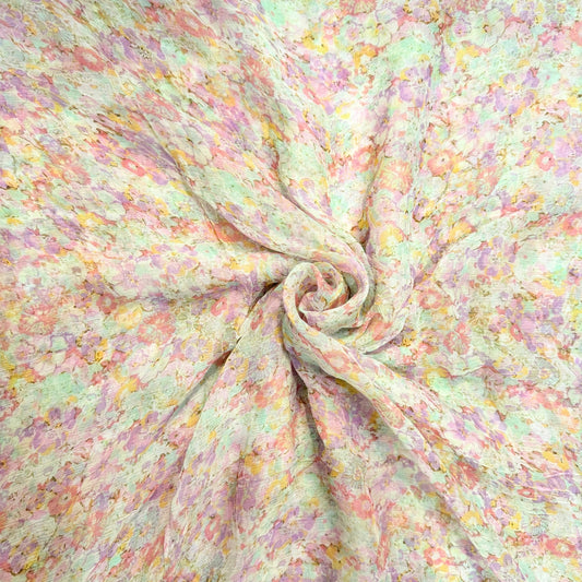 Buy Viscose Chiffon Multicolour Floral Printed Fabric