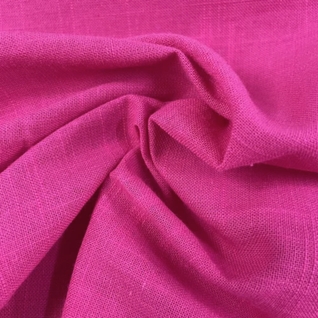 Buy Cotton Linen Solid Hot Pink