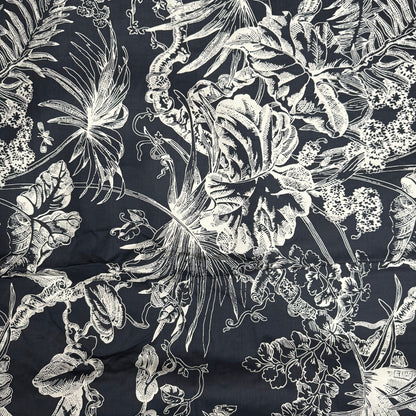 Buy Poplin B&W Tropical Printed Fabric