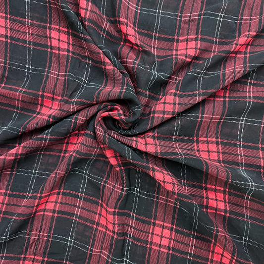 Buy Poly Georgette Black & Red Checks