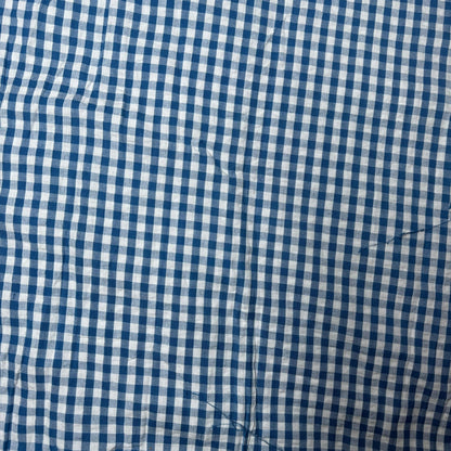 Premium Seersucker Gingham Blue & White Check Fabric