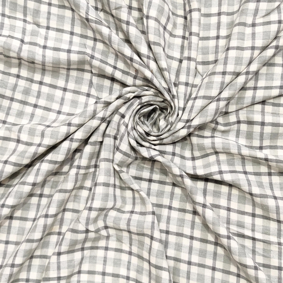 Buy Cotton Grey Check Printed Fabric