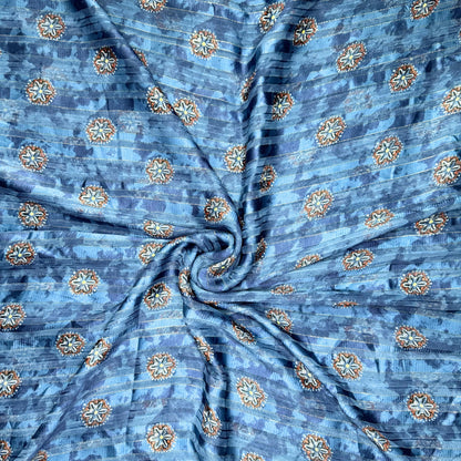 Buy Chiffon Satin Lurex Block Print Fabric