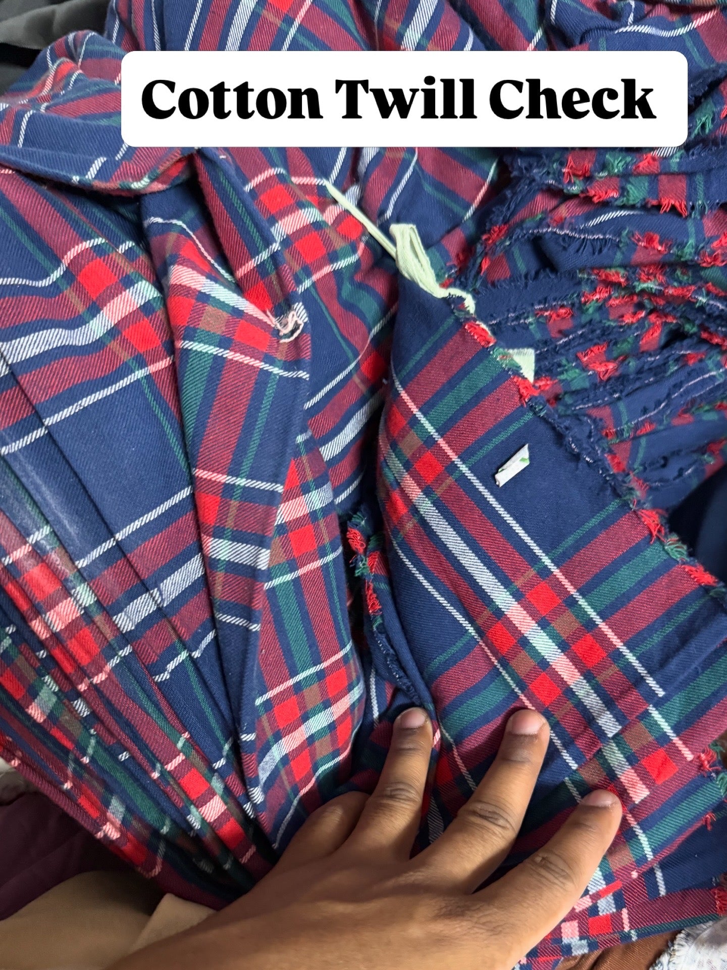 Buy Cotton Twill British Blue Check Fabric