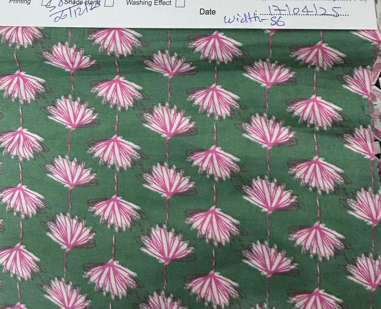 Buy Mul Cotton Green Base Fan Flower Printed Fabric - MAF