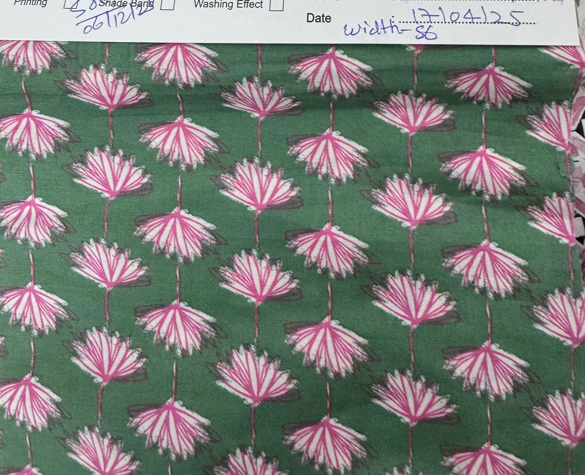 Buy Mul Cotton Green Base Fan Flower Printed Fabric - MAF