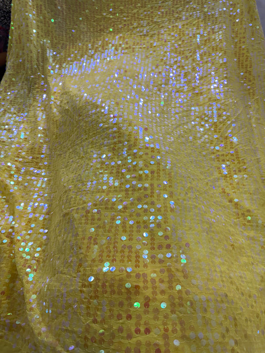 Buy Sequins Yellow Coloured Fabric