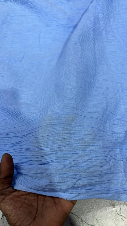 Buy Cotton Crinkled Crepe Aqua Blue Solid Fabric