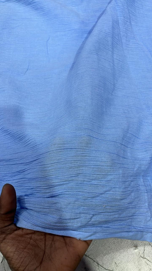 Buy Cotton Crinkled Crepe Aqua Blue Solid Fabric