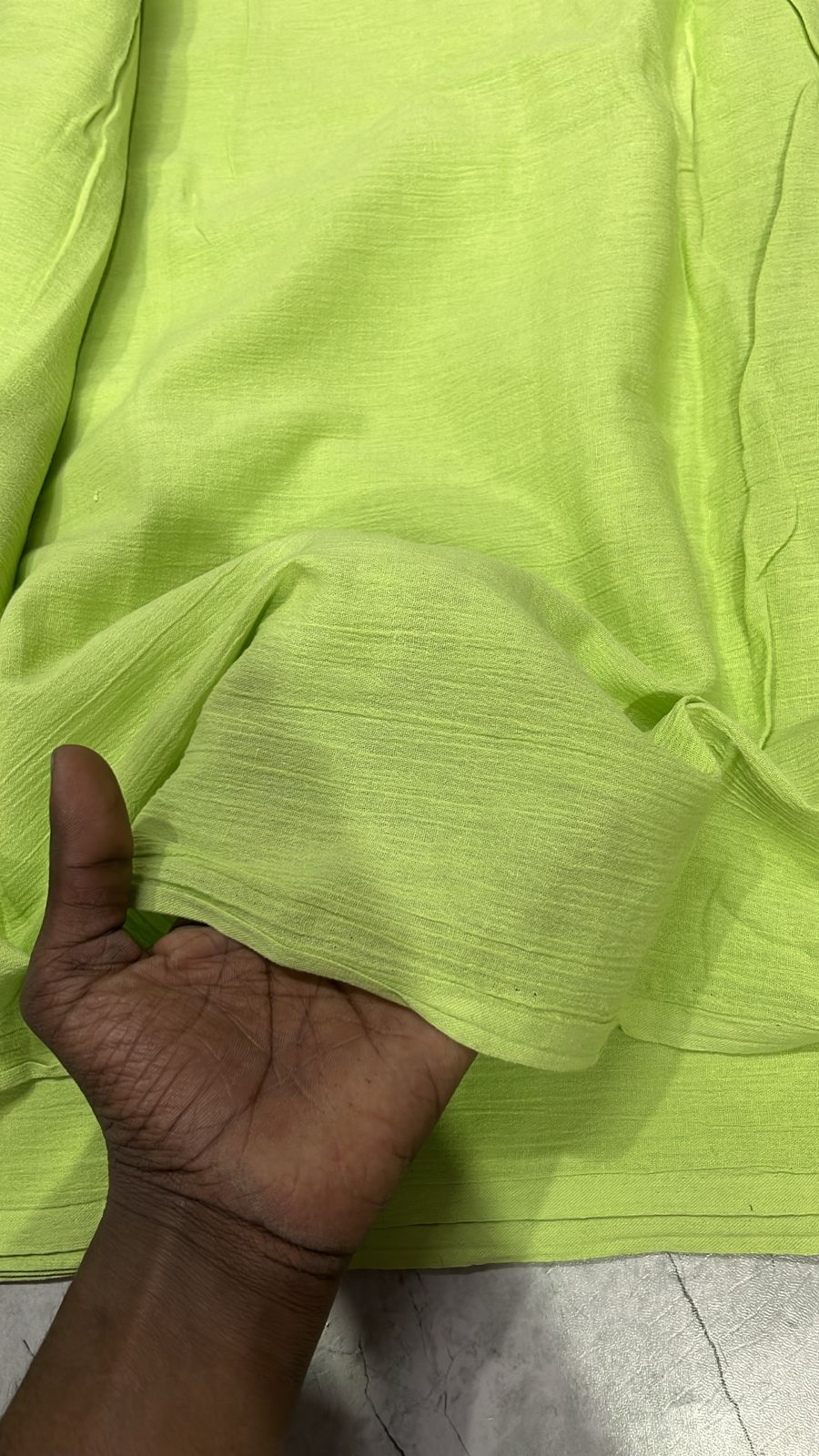 Buy Cotton Crinkled Crepe Pista Green Solid Fabric