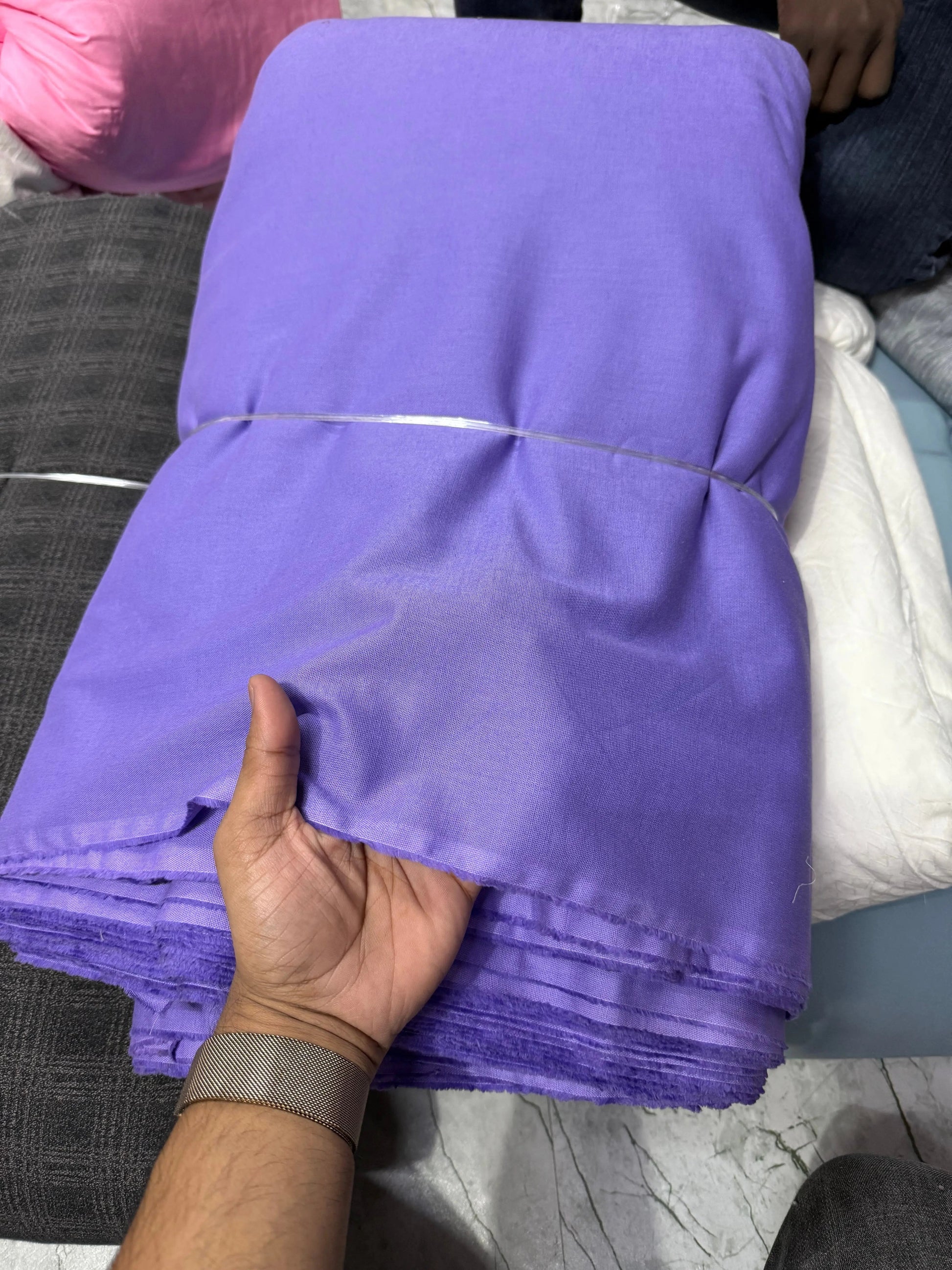 Buy Cotton Linen Solid Lavender Fabric - MAF 