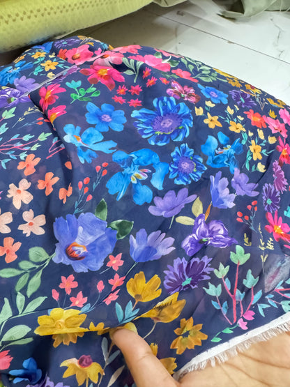 Buy Georgette Watercolour Floral Fabric