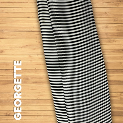 Buy Georgette Stripe Monochrome Fabric