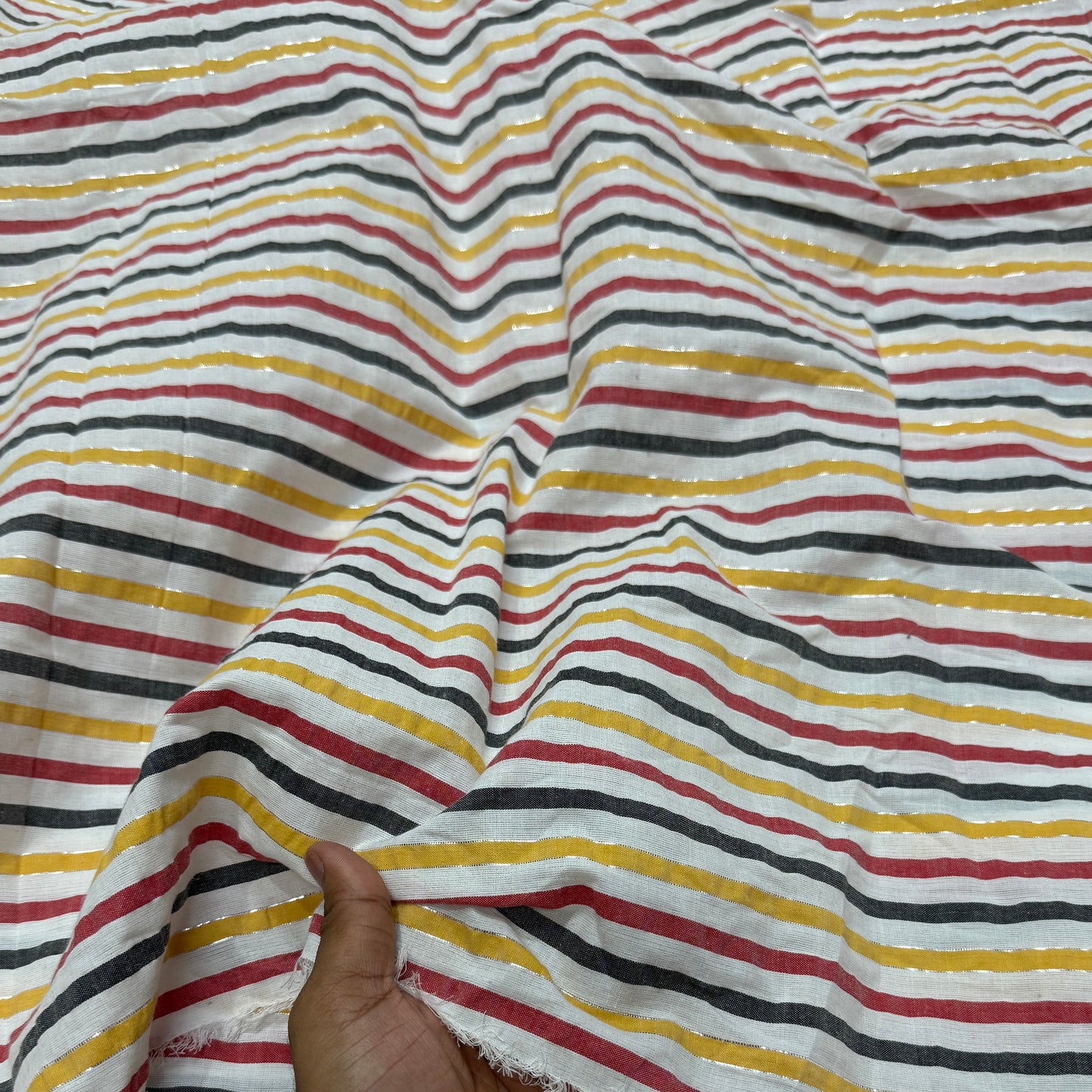 Premium Seersucker Lurex Coloured Stripes Printed Fabric